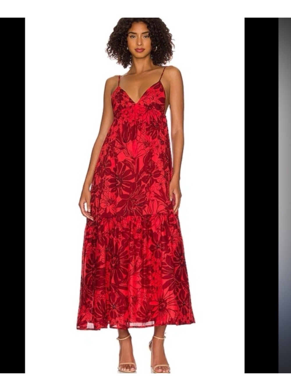 Faithfull the Brand  Tiered
Red Floral Maxi Dress tropical resort size 4 - Picture 2 of 5